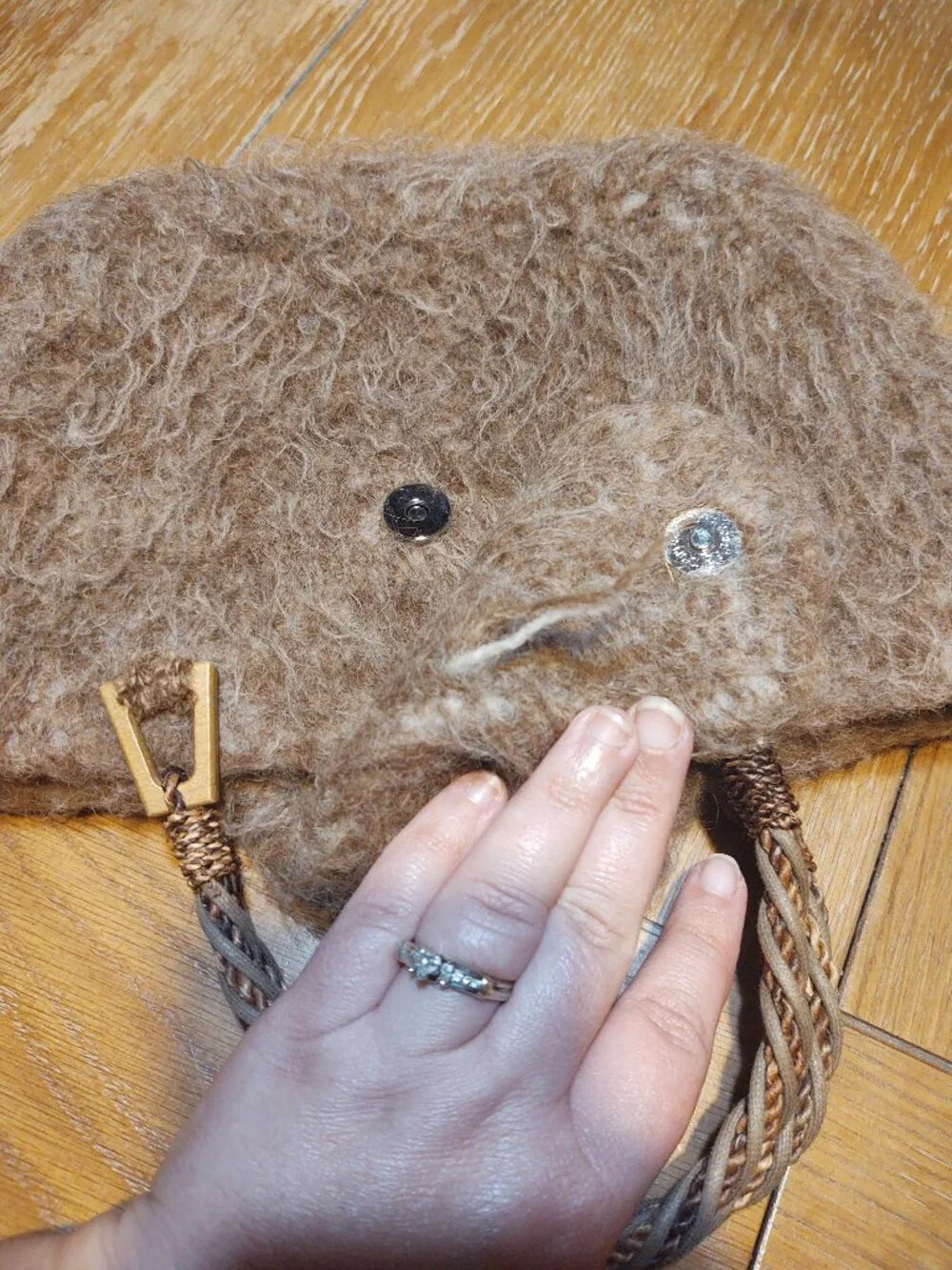 Handcrafted Natural Woolen Clutch Purse Brown